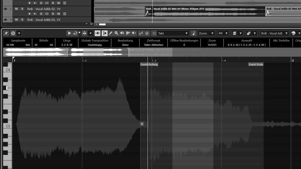 Editing in Steinberg Nuendo